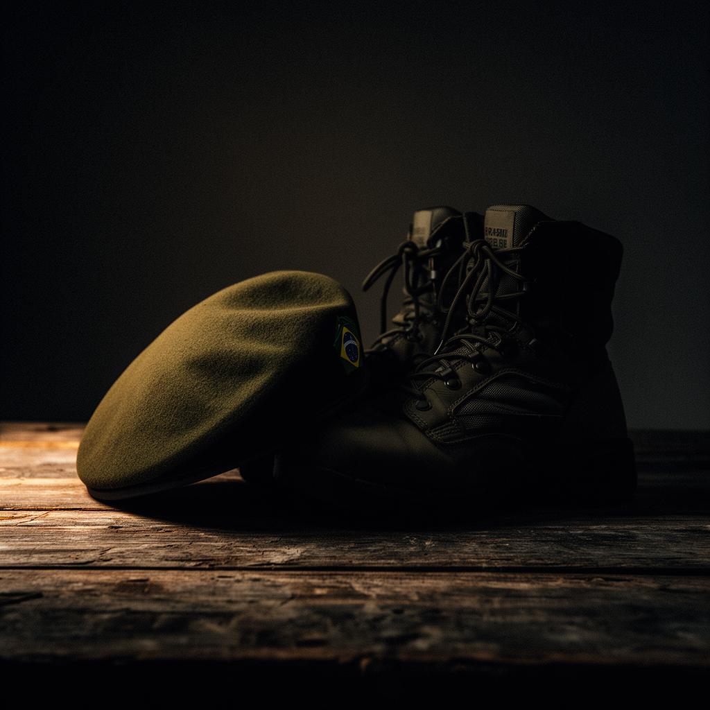 Boina e coturnos, referência visual do período de formação militar